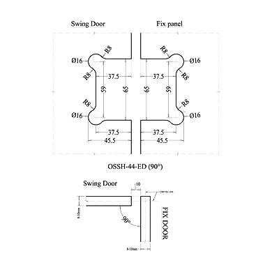 Ozone - Hinges &amp; Connectors-Edge Series - OSSH-44-ED-PSS-2
