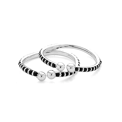 Lucky Choice 925 Sterling Silver Black and Silver Beads New Born Kids Bangles-1