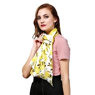 Western Catalog Women's Rayon Printed Stole  Yellow And White