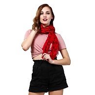 Western Catalog Women's Rayon Printed Stole Red With Butterfly