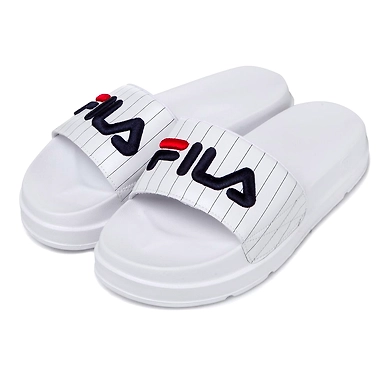 FILA Drifter Jacked Up Stripe White Womens Slippers (IN-27416)-IN-27416-6