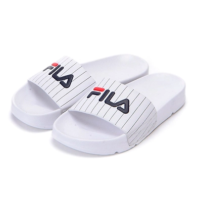 FILA Drifter Stripes White Womens Slippers (IN-34324)-6-White-1