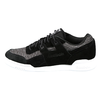MEN'S REEBOK CLASSICS WORKOUT PLUS FLEXWEAVE SHOES-BLACK/WHITE/SPRIT WHITE-11-1