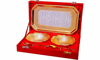 50 Piece - Festival Gift Silver and Gold Plated Bowl Set