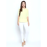 Albely White Ankle Length Leggings-30-White