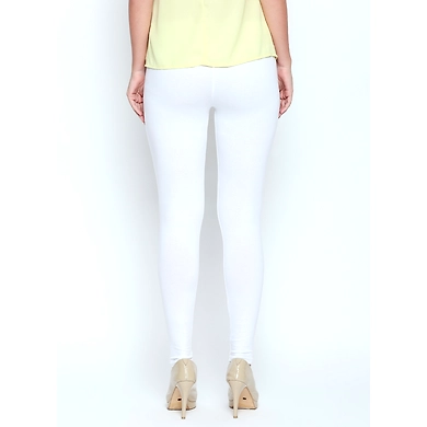 Albely White Ankle Length Leggings-White-32-2