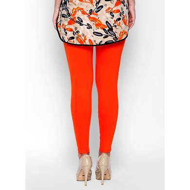 Albely Orange Ankle Length Leggings-Orange-30-2