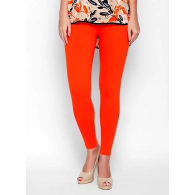 Albely Orange Ankle Length Leggings-AN00732