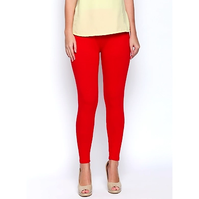 Albely Red Ankle Length Leggings-AN00434