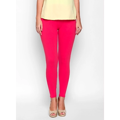 Albely Cherry Red Ankle Length Leggings-AN00828