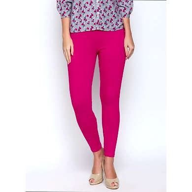 Albely Magenta Ankle Length Leggings-AN00628