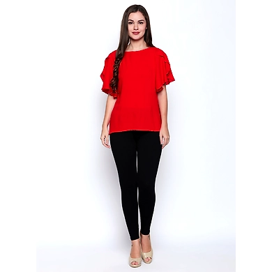 Albely Black Ankle Length Leggings-Black-30-1