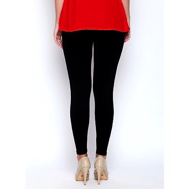 Albely Black Ankle Length Leggings-Black-30-2