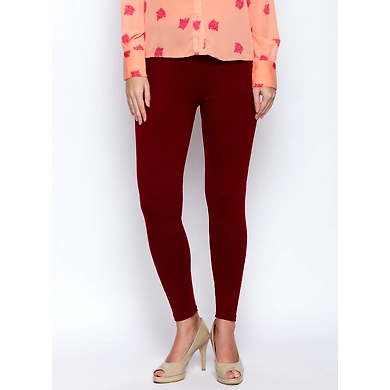Albely Maroon Ankle Length Leggings-AN00534