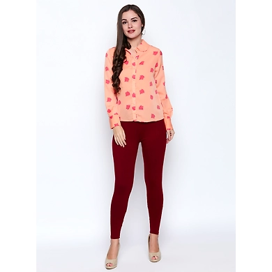 Albely Maroon Ankle Length Leggings-others-34-1