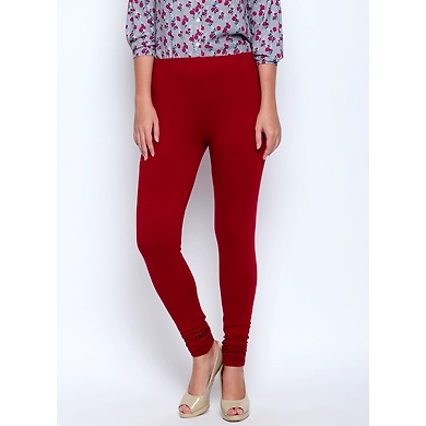 Albely Maroon Solid Lycra Leggings-L00330