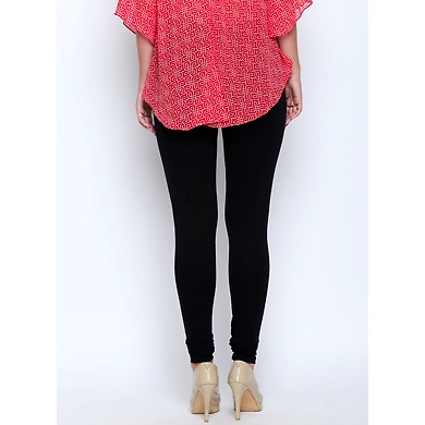 Albely Black Solid Lycra Leggings-Black-32-2