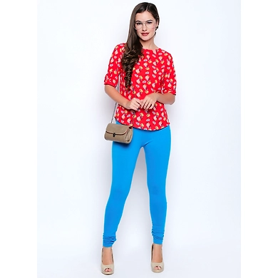 Albely Blue Solid Lycra Leggigns-Blue-28-1