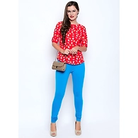 Albely Blue Solid Lycra Leggigns-Blue-28