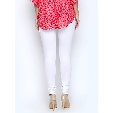 Albely White Solid Lycra Leggings-White-34-2