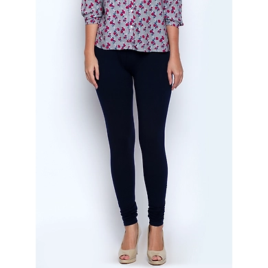 Albely Navy Blue Solid Lycra Leggings-L00928