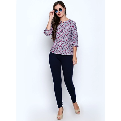 Albely Navy Blue Solid Lycra Leggings-others-34-1