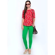 Albely Green Solid Lycra Leggings-Green-28