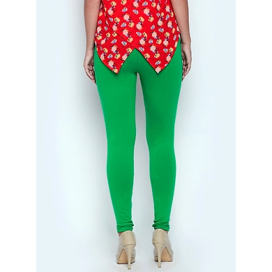 Albely Green Solid Lycra Leggings-Green-32-2
