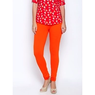 Albely Orange Regular Length Leggings