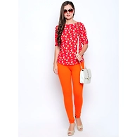 Albely Orange Regular Length Leggings-Orange-28