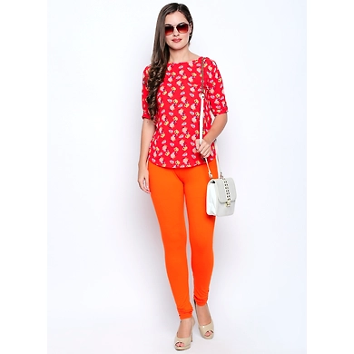 Albely Orange Regular Length Leggings-Orange-32-1