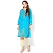 Albely Turquoise Blue Lucknowi Chikan Embroidered Kurta-AB3031-M-sm