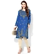 Albely Blue Lucknowi Chikan Embroidered Kurta-Blue-M-1-sm