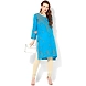 Albely Turquoise Blue Lucknowi Chikan Embroidered Kurta-S-Turquoise Blue-1-sm