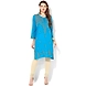 Albely Turquoise Blue Lucknowi Chikan Embroidered Kurta-AB3036-M-sm