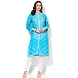 Albely Turquoise Blue Lucknowi Chikan Embroidered Kurta-M-Turquoise Blue-1-sm