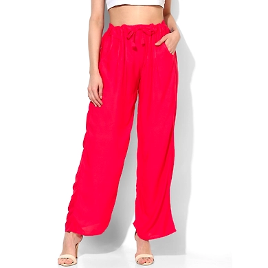 Albely Coral Solid Rayon Palazzo-PLZ001C