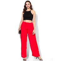 Albely Red Solid Rayon Palazzo-Red-Free Size