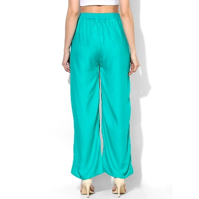 Albely Sea Green Solid Rayon Palazzo-Sea Green-Free Size-2