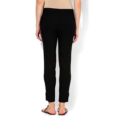 Albely Black Solid Cigar Pant-Black-30-2