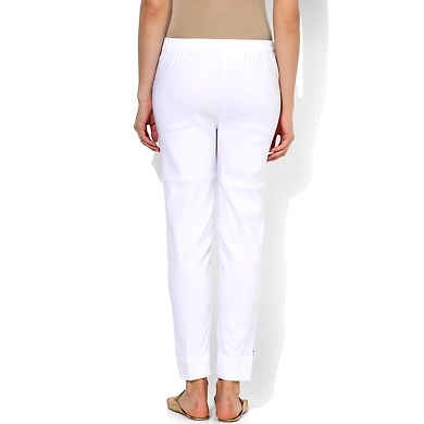 Albely White Solid Cigar Pant-White-32-2
