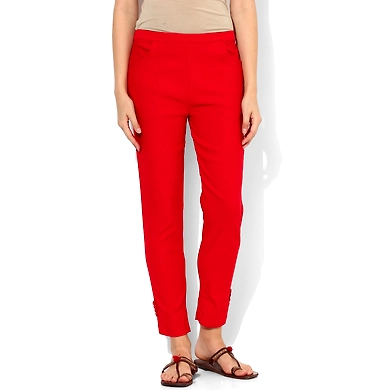 Albely Red Solid Cigar Pant-PR001-M