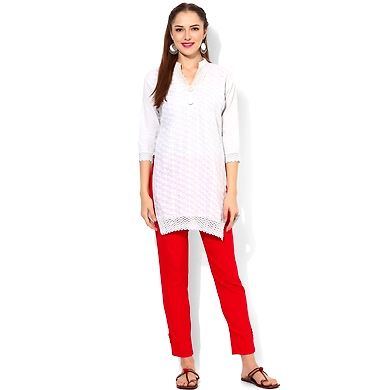 Albely Red Solid Cigar Pant-Red-28-1