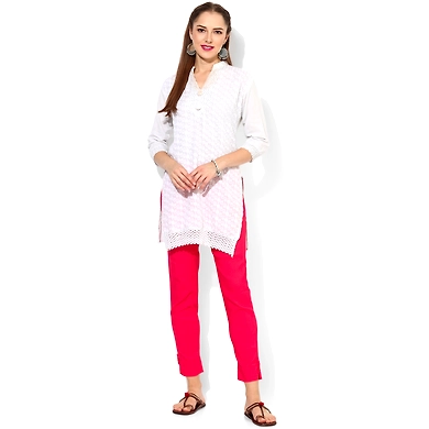 Albely Cherry Red Solid Cigar Pant-Coral-32-1