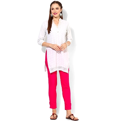Albely Magenta Solid Gigar Pant-Magenta-28-1