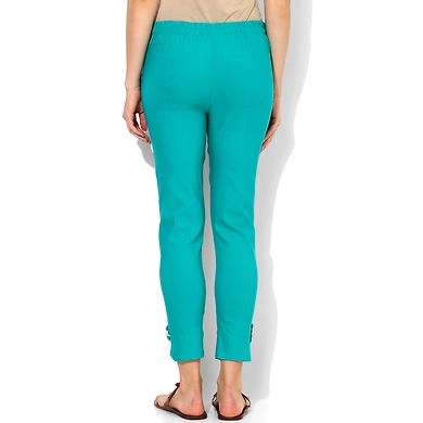 Albely See Green Solid Gigar Pant-Sea Green-30-2