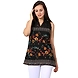 Albely Sleeveless Floral Bohemain Top-Black-S-1-sm