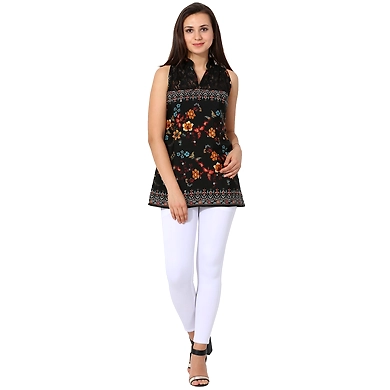 Albely Sleeveless Floral Bohemain Top-A-BH004_M