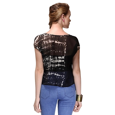 Albely Tie n Dye Chiffon Top Black &amp; White Colour-S-Black &amp; White-2