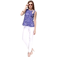 Albely One Side Key Hole Top Multi Colour-XS-Multi